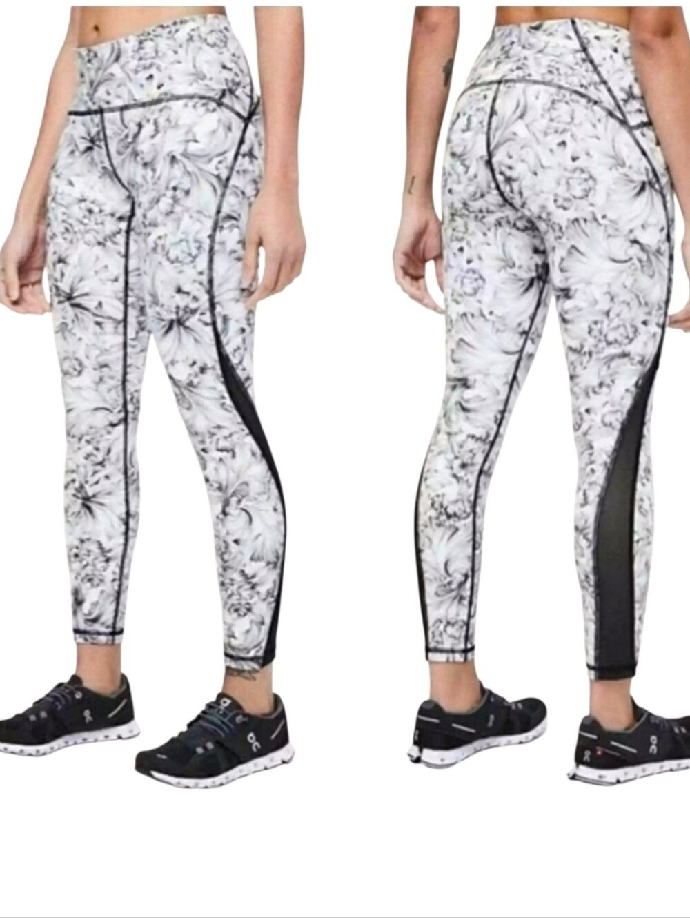 Lululemon Train Times ⅞ Leggings Light Garden White & Black Floral Print 6